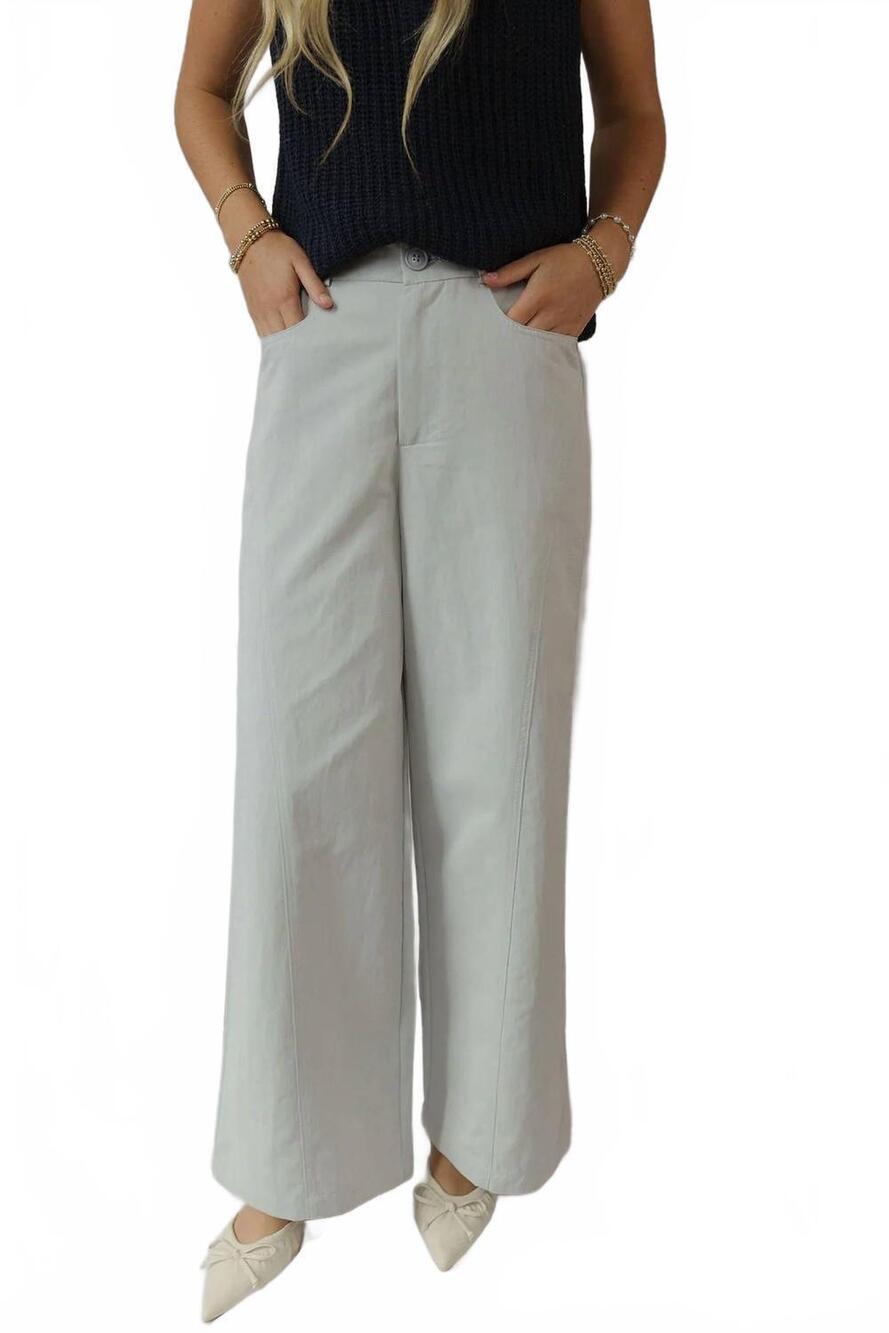 NEW ELLE GREY brooke tailored straight leg pants in light blue